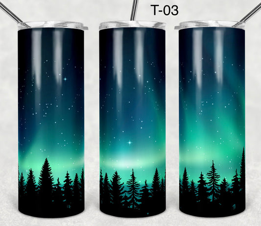 Tumbler 20 onces aurore boréal