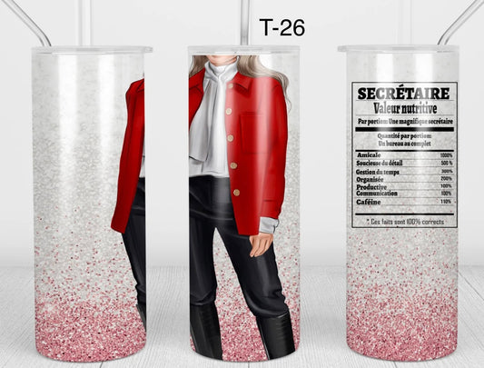 Tumbler 20 onces secrétaire rouge