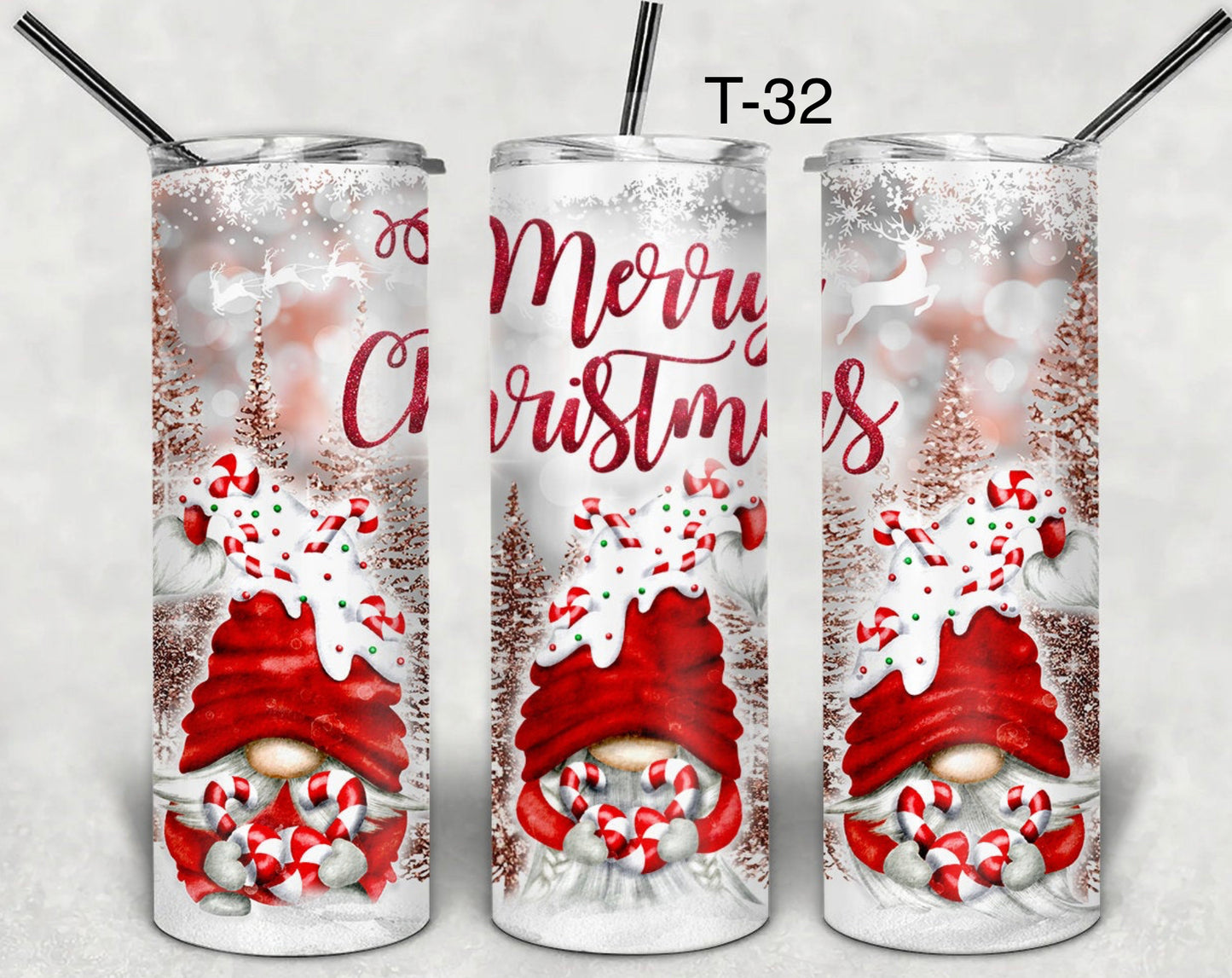 Tumbler 20 onces gnomes Merry Christmas