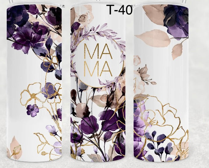 Tumbler 20 onces Mama fleurs mauves