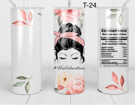 Tumbler 20 onces éducatrice rose